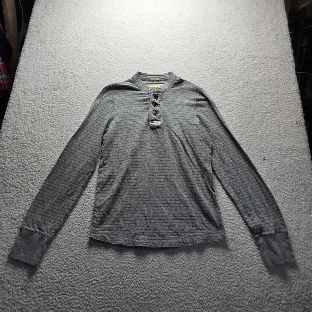 Abercrombie & Fitch Shirt Mens Large Gray Striped Long Sleeve Henley Muscle Tee